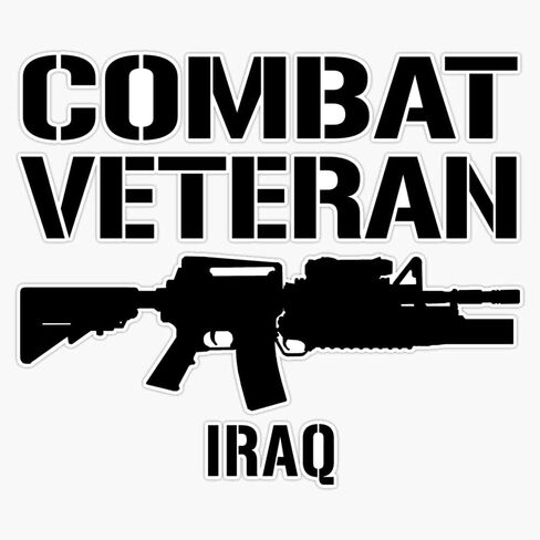 ملصق من الفينيل العراقي من HOF Trading Combat Veteran - ملصق مضاد للماء لنافذة الكمبيوتر المحمول مقاس 5 بوصة، (HOF-VETERAN-STICKERS-029) in Kuwait