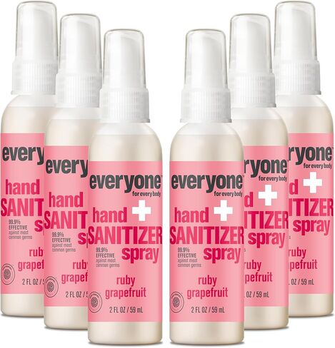 Everyone Hand Sanitizer Spray, 2 Ounce (Pack of 6), Coconut and Lemon, Plant Derived Alcohol with Pure Essential Oils, 99% Effective Against Germs in Kuwait