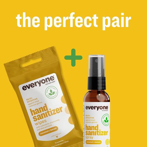 Everyone Hand Sanitizer Spray, 2 Ounce (Pack of 6), Coconut and Lemon, Plant Derived Alcohol with Pure Essential Oils, 99% Effective Against Germs in Kuwait