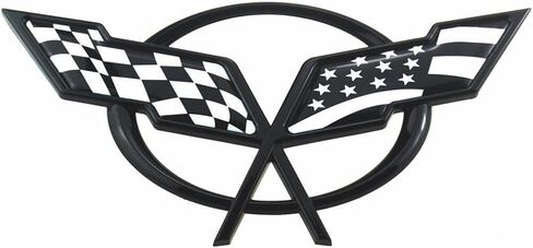 Front Nose Cross Flags Emblem Car Badge Replacement for 97-04 Corvette C5 Chevrolet Decal 19207384 19207385 (Front - w/Alignment Pins) (US Flag-Black/White) in Saudi Arabia