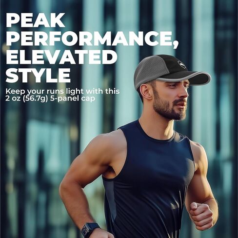 Tough Headwear 5 Panel Running Hat-Lightweight Breathable Nylon Trail Runner Hats-Camper Hat -Flat Brim Runners Hats in Saudi Arabia