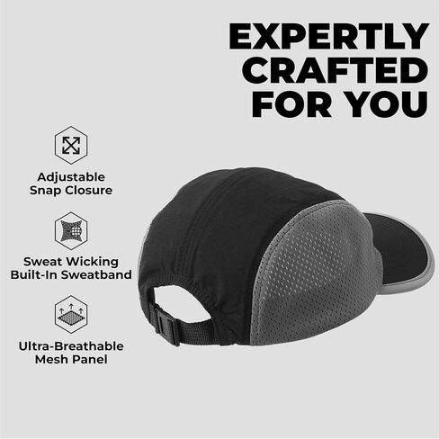 Tough Headwear 5 Panel Running Hat-Lightweight Breathable Nylon Trail Runner Hats-Camper Hat -Flat Brim Runners Hats in Saudi Arabia