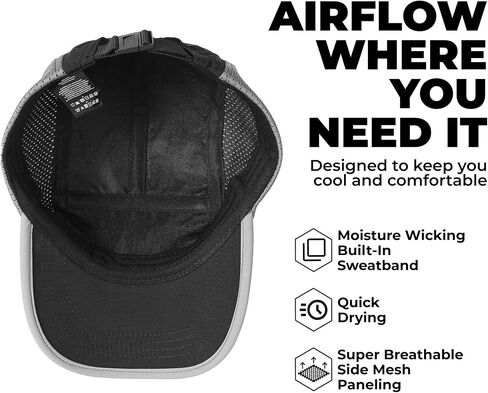 Tough Headwear 5 Panel Running Hat-Lightweight Breathable Nylon Trail Runner Hats-Camper Hat -Flat Brim Runners Hats in Saudi Arabia
