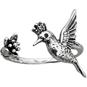 Dtja Vintage Bird Flower Adjustable Open Wrap Ring for Women Statement Expandable Hummingbird Finger Rings Comfort Fit Retro Birthday Holiday Jewelry in Saudi Arabia