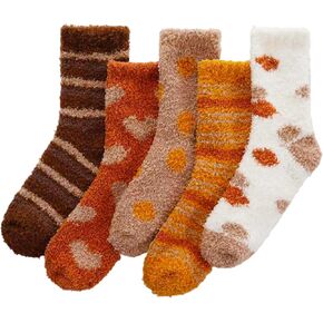 Women Fuzzy Socks Warm＆Cozy Slipper Socks for Women Soft Fluffy Home Sleeping Socks 5 pairs in Saudi Arabia