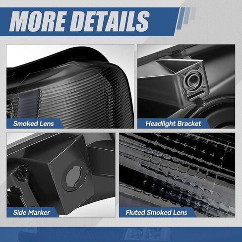 Auto Dynasty Headlights and Bumper Lamps Compatible with 03-24 Chevy Express GMC Savana 1500-4500, with Switchback E-LED DRL Running lights, Driver and Passenger Side, Smoked Lens Clear Corner in Saudi Arabia