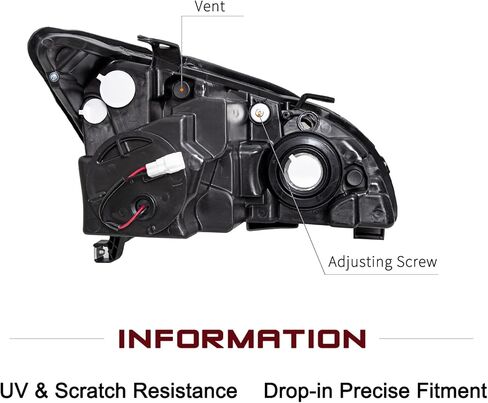 JSBOYAT Halogen Headlight Assembly Replacement Fit 2004-2006 Lexus RX330 2006-2009 RX350 2006-2008 Lexus RX400h w/o HID Headlamp Replacement Chrome Housing Amber Reflector in Saudi Arabia