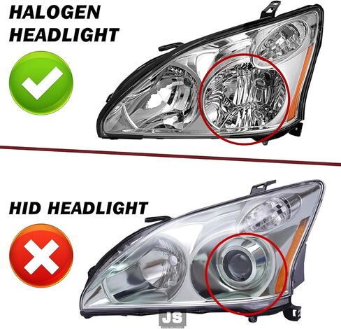 JSBOYAT Halogen Headlight Assembly Replacement Fit 2004-2006 Lexus RX330 2006-2009 RX350 2006-2008 Lexus RX400h w/o HID Headlamp Replacement Chrome Housing Amber Reflector in Saudi Arabia
