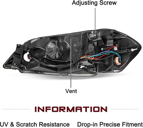 JSBOYAT Headlight Assembly Fit for 2006-2013 Chevy Impala / 2006-2007 Chevy Monte Carlo / 2014-2016 Chevy Impala Limited Driver and Passenger Side, Black Housing with Amber Reflector in Saudi Arabia