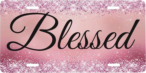 Gold Rose Blessed Front License Plate for Women Car Vanity Plates Decorative Aluminum Metal Cute Novelty License Plate Cover for Men 6x12 Inch (4 Holes) in Saudi Arabia
