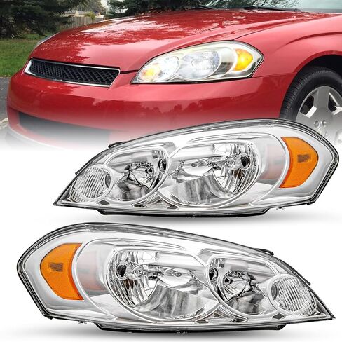 JSBOYAT Headlight Assembly Fit for 2006-2013 Chevy Impala / 2006-2007 Chevy Monte Carlo / 2014-2016 Chevy Impala Limited Driver and Passenger Side, Black Housing with Amber Reflector in Saudi Arabia