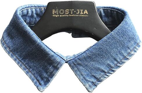 Women's Stylish Detachable Washed Denim Collar Half Shirt Blouse False Collar Dickey in Kuwait