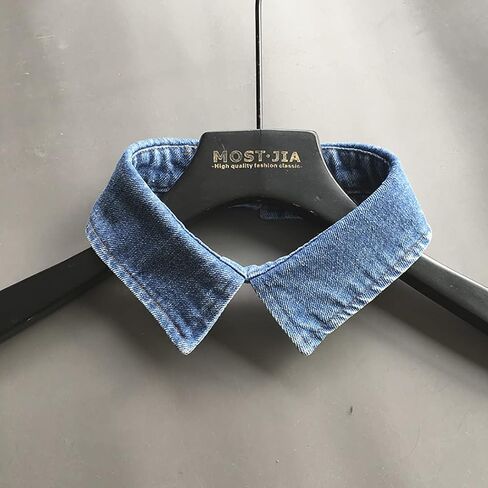 Women's Stylish Detachable Washed Denim Collar Half Shirt Blouse False Collar Dickey in Kuwait