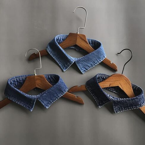 Women's Stylish Detachable Washed Denim Collar Half Shirt Blouse False Collar Dickey in Kuwait
