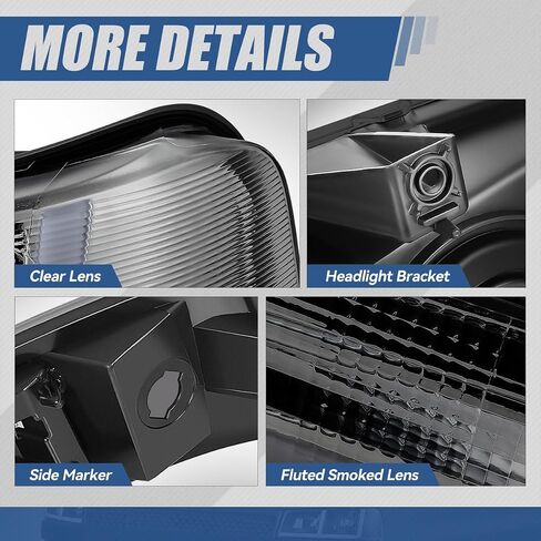 Auto Dynasty Headlights and Bumper Lamps Compatible with 03-24 Chevy Express GMC Savana 1500-4500, with Switchback E-LED DRL Running lights, Driver and Passenger Side, Smoked Lens Clear Corner in Saudi Arabia