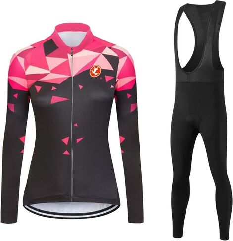 UGLY FROG Winter Cycling Jersey Sets Women Long Sleeve,Bicycle Biking Bike Shirts with Pockets+Long Bib Tight in Saudi Arabia