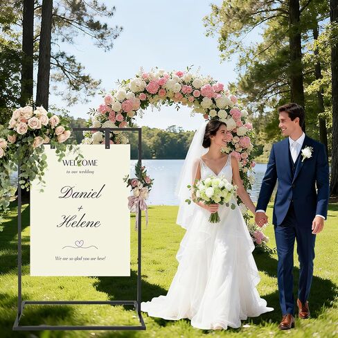 Wedding Sign Stand, Welcome Sign Stand with Metal Easel for Seating Charts - Sturdy Display Easel for Wedding Decor, Table Numbers, Reception Welcome Signs (Gold) in Saudi Arabia