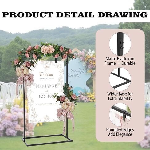 Wedding Sign Stand, Welcome Sign Stand with Metal Easel for Seating Charts - Sturdy Display Easel for Wedding Decor, Table Numbers, Reception Welcome Signs (Gold) in Saudi Arabia