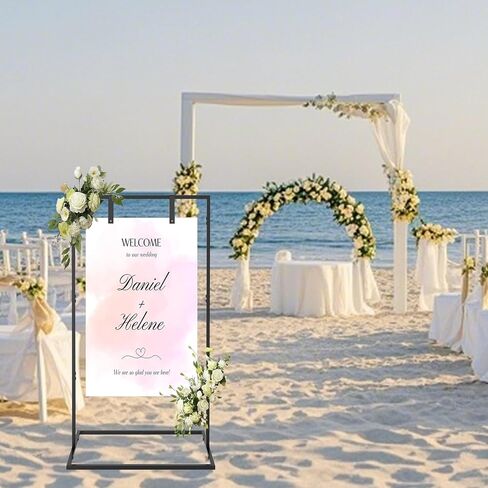 Wedding Sign Stand, Welcome Sign Stand with Metal Easel for Seating Charts - Sturdy Display Easel for Wedding Decor, Table Numbers, Reception Welcome Signs (Gold) in Saudi Arabia