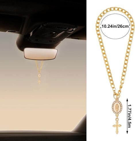 1 Pack Steering Wheel Rosary Charm Accessory Catholic Rosary Car Steering Wheel Hanging Pendant with Virgin Mary Charm and Crucifix for Women Men in Saudi Arabia