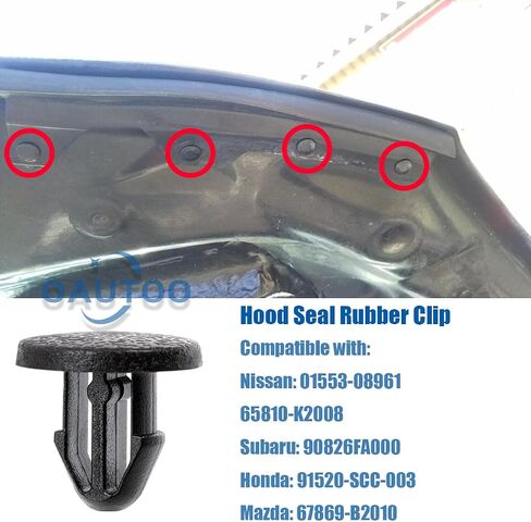 OAUTOO 30pcs Hood Seal Rubber Clip for Nissan 01553-08961 65810-K2008; Subaru 90826FA000; Honda 91520-SCC-003 in Saudi Arabia