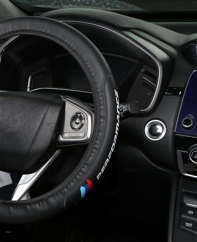 غطاء عجلة القيادة من الجلد الأسود، تصميم مرن مسامي، عالمي 14-15 بوصة متوافق مع ملحقات السيارة K5 K3 Forte Stinger Cerato Soul GT in Kuwait