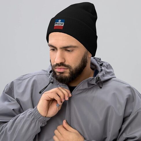 Mopar Classic Retro Flag Embroidered, Cuffed Beanie Hat, One Size Fits All in Saudi Arabia