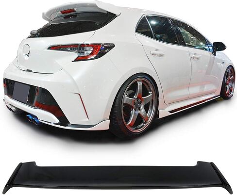 IKON MOTORSPORTS جناح سقف متوافق مع 2019-2024 تويوتا كورولا هاتشباك 5Dr، نمط Blitz مطلي #218 موقف أسود معدني ABS الخلفي الجذع الشفاه الجناح طقم الجسم in Saudi Arabia