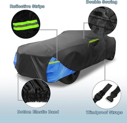 غطاء سيارة مقاوم للماء مناسب لسيارة شيفروليه كامارو في جميع الأحوال الجوية للسيارات في الهواء الطلق والثلج والشمس والغبار وحماية من الأشعة فوق البنفسجية، غطاء خارجي كامل مع سحاب للباب in Kuwait