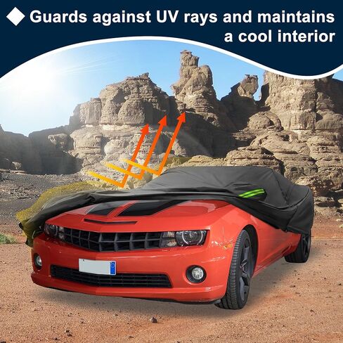 غطاء سيارة مقاوم للماء مناسب لسيارة شيفروليه كامارو في جميع الأحوال الجوية للسيارات في الهواء الطلق والثلج والشمس والغبار وحماية من الأشعة فوق البنفسجية، غطاء خارجي كامل مع سحاب للباب in Kuwait