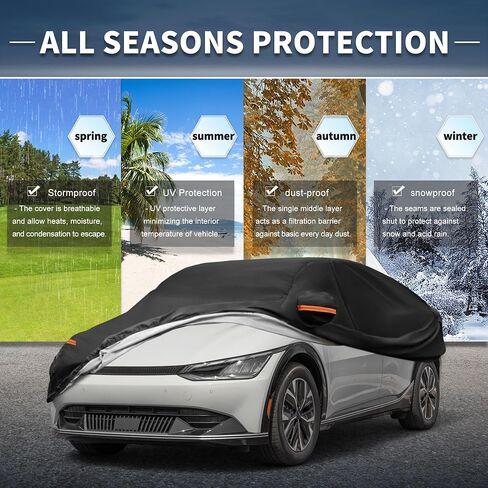 X AUTOHAUX Car Cover Outdoor Waterproof Sun Rain Snow Hail Protection with Left Side Door Zipper 210D-PU for Kia EV6 in Saudi Arabia