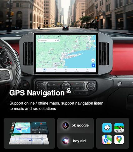 9-inch Android Car Radio Stereo for Jeep Wrangler JL Gladiator JT 2018-2021 Wireless CarPlay Android Auto AirPlay MirrorLink GPS Navigation Touchscreen Upgrade Bluetooth Multimedia Player in Kuwait