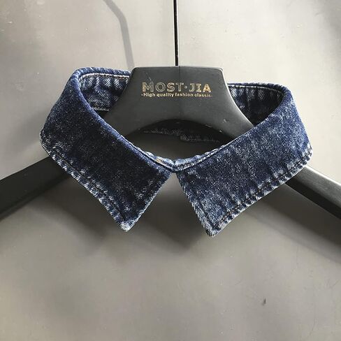 Women's Stylish Detachable Washed Denim Collar Half Shirt Blouse False Collar Dickey in Kuwait