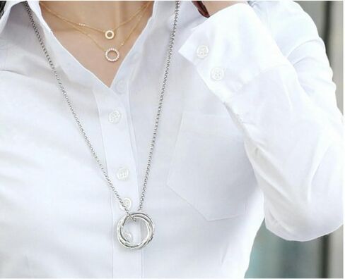 Women's Classic Button Down Shirt with Pockets, Long Sleeve Collared Blouse in Saudi Arabia
