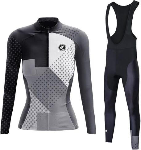 UGLY FROG Winter Cycling Jersey Sets Women Long Sleeve,Bicycle Biking Bike Shirts with Pockets+Long Bib Tight in Saudi Arabia