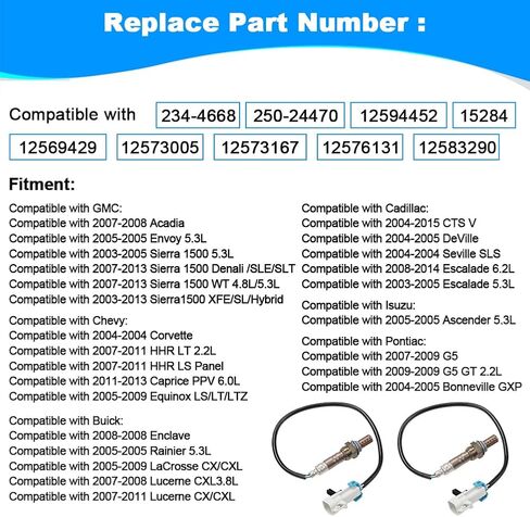 JDMON 2PCS O2 Oxygen Sensor Upstream Downstream Replacement for Chevy HHR, Equinox, GMC Sierra 1500, Buick LaCross, Cadillac CTS Compatible with 234-4668, 250-24470, 12594452 in Saudi Arabia