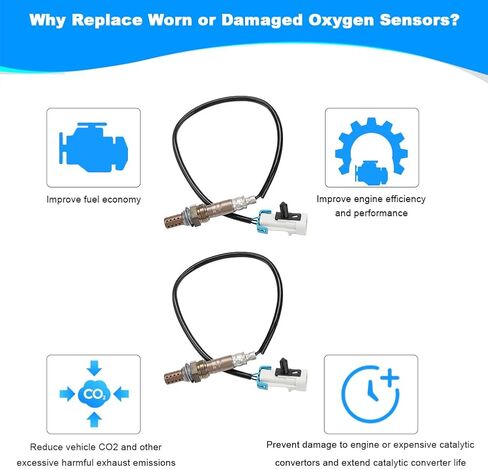 JDMON 2PCS O2 Oxygen Sensor Upstream Downstream Replacement for Chevy HHR, Equinox, GMC Sierra 1500, Buick LaCross, Cadillac CTS Compatible with 234-4668, 250-24470, 12594452 in Saudi Arabia