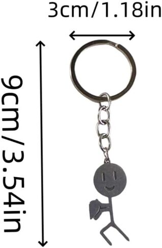 2PCS Funny Doodle Stainless Steel Villain Keychain Pendant - Unique Charm, Silver in Saudi Arabia