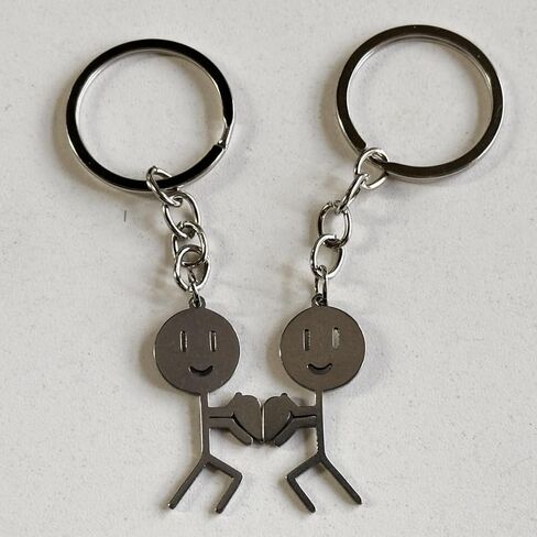 2PCS Funny Doodle Stainless Steel Villain Keychain Pendant - Unique Charm, Silver in Saudi Arabia