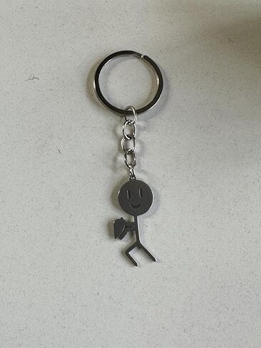 2PCS Funny Doodle Stainless Steel Villain Keychain Pendant - Unique Charm, Silver in Saudi Arabia