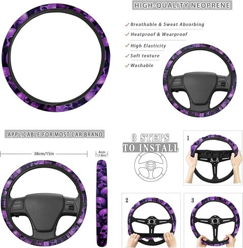 Boho Frog Printed Car Seat Covers Full Set for Women Men, Neoprene Steering Wheel Cover Seatbelt Front Rear Seat Backrest Bottom Universal Fit Most Vehicles Easy to Install, Green in Kuwait