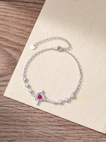Cross Birthstone Charm Link Bracelet 925 Sterling Silver Cross Bracelet with 12 Months Birthstone Religious Christian Jewelry Gifts for Women Mom Her,Chain Length 7"+2" Extend in Saudi Arabia