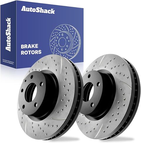 AutoShack Front Drilled & Slotted Brake Rotors | Replacement for 2014 2016 Mazda 3 Sport 2014-2018 Mazda 3 2016-2022 Mazda CX-3 2.0L 2.5L AWD FWD | Silver Zinc Coated | 2-PC Set | SilverShield Pro in Saudi Arabia