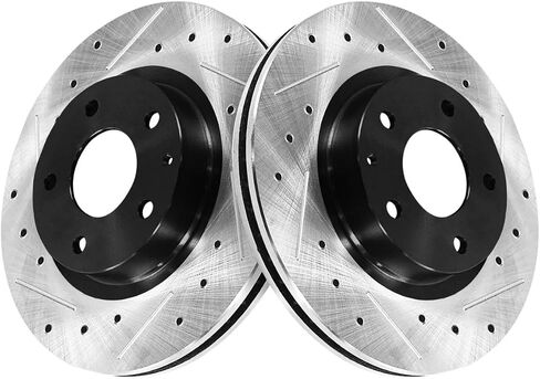 AutoShack Front Drilled & Slotted Brake Rotors | Replacement for 2014 2016 Mazda 3 Sport 2014-2018 Mazda 3 2016-2022 Mazda CX-3 2.0L 2.5L AWD FWD | Silver Zinc Coated | 2-PC Set | SilverShield Pro in Saudi Arabia