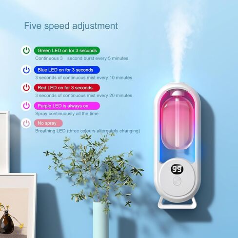 Air Freshener Automatic Spray Bathroom, Wall Mounted Essential Oil Diffuser Automatic Fragrance Dispenser Aromatherapy Diffuser with LED Display, for Bedroom Bathroom Office Hotel in Saudi Arabia