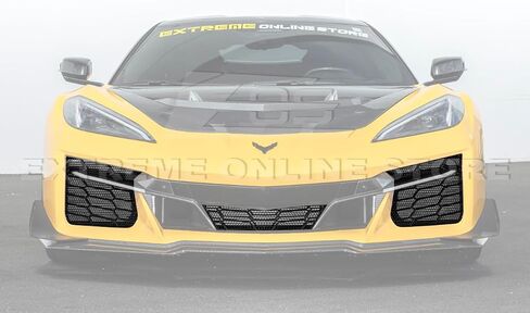 Replacement For 2020-Present Corvette C8 E-Ray & Z06 Models | GM Factory Style Aluminum - Painted Glossy Black Clip-On Front Radiator Mesh Grille Insert Guard Covers in Saudi Arabia