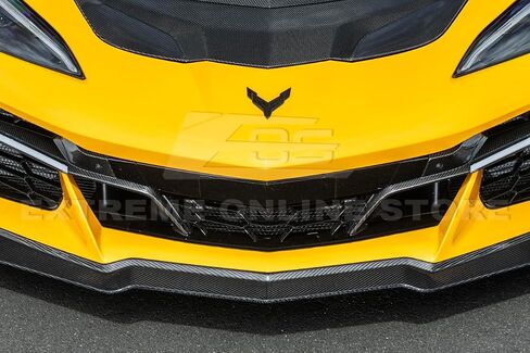 Replacement For 2020-Present Corvette C8 E-Ray & Z06 Models | GM Factory Style Aluminum - Painted Glossy Black Clip-On Front Radiator Mesh Grille Insert Guard Covers in Saudi Arabia