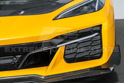Replacement For 2020-Present Corvette C8 E-Ray & Z06 Models | GM Factory Style Aluminum - Painted Glossy Black Clip-On Front Radiator Mesh Grille Insert Guard Covers in Saudi Arabia