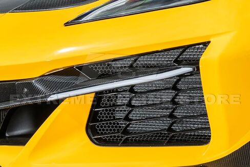 Replacement For 2020-Present Corvette C8 E-Ray & Z06 Models | GM Factory Style Aluminum - Painted Glossy Black Clip-On Front Radiator Mesh Grille Insert Guard Covers in Saudi Arabia
