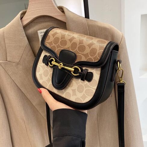 Women Small Crossbody Bags Women Golden Buckle Leather Purse Handbag Fashion Design (black) in Saudi Arabia